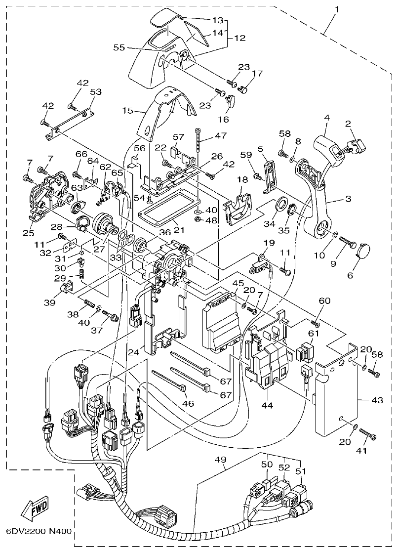 Yamaha F350AET, FL350AET DBW REMOTE CONTROL 1 (SINGLE) parts diagram